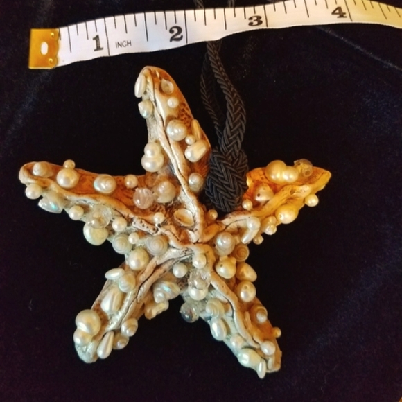 Micki Ravitz Pearl Multi-media Starfish Pendant & Black Silk Cord Necklace - Picture 7 of 10
